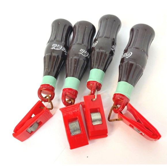 Lot of 4 Miniature 3” Coca Cola Bottle Table Cloth Clip Weights Picnic Décor - Picture 3 of 5